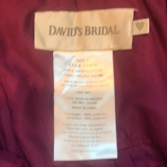 DAVID'S BRIDAL Burgundy Floral Detail One Shoulder Pleated Bodice Maxi Dress-2 - Picture 9 of 13